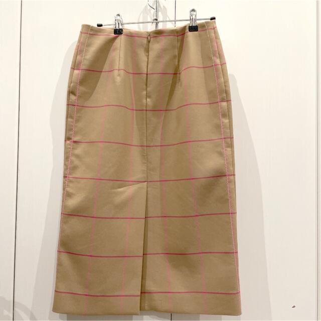 Marni(マルニ)のMARNIマルニタイトスカート♡ベージュ×ピンクチェック38 レディースのスカート(ひざ丈スカート)の商品写真
