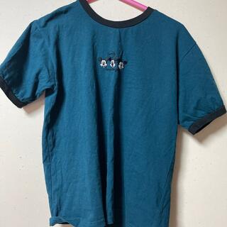 ミッキー　ディズニー　刺繍　tシャツ　グリーン(Tシャツ/カットソー(半袖/袖なし))