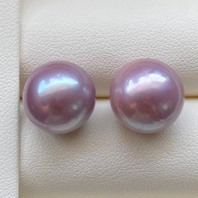 本真珠　淡水エジソンパールピアス　大粒　紫P71
