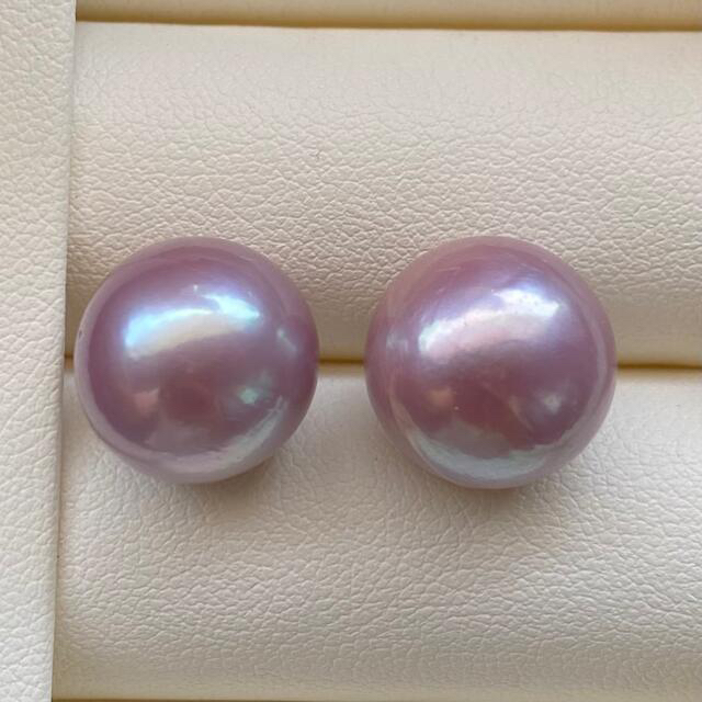 本真珠　淡水エジソンパールピアス　大粒　紫P71 8