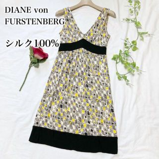 ダイアンフォンファステンバーグ(DIANE von FURSTENBERG)のシルク100%♡DVF ダイアンフォンファステバーグ ワンピース ノースリーブ(ひざ丈ワンピース)