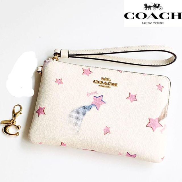 ☆専用箱☆チャーム付 コーチCOACH ポーチ/小物入れ/リストレット 星