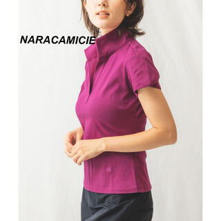 ナラカミーチェ(NARACAMICIE)のナラカミーチェ スタンドカラー チューリップ袖 カットソー シャツ パープル S(シャツ/ブラウス(半袖/袖なし))