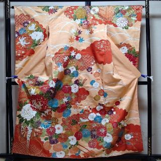 ③正絹 豪華振袖 花車 金駒刺繍 金彩-