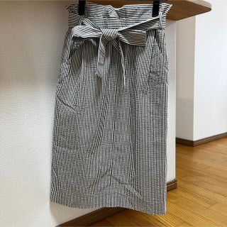 ユナイテッドアローズグリーンレーベルリラクシング(UNITED ARROWS green label relaxing)の【美品】サッカー生地　ストライプスカート(ひざ丈スカート)