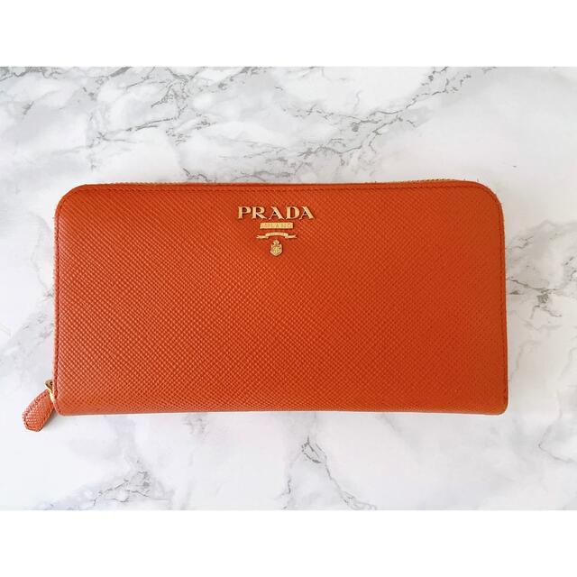 美品】PRADA プラダ サフィアーノ レザー財布 貴重オレンジ - 財布