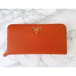 プラダ(PRADA)の【美品】PRADA プラダ　サフィアーノ　レザー財布　貴重オレンジ(財布)