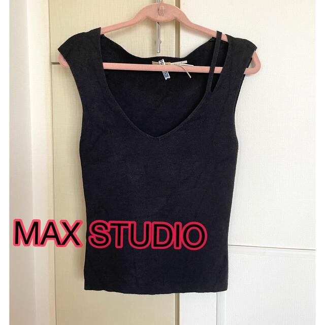 Max Mara(マックスマーラ)のMAX STUDIO  シルクトップス　ブラック レディースのトップス(カットソー(半袖/袖なし))の商品写真