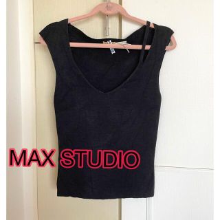 マックスマーラ(Max Mara)のMAX STUDIO  シルクトップス　ブラック(カットソー(半袖/袖なし))