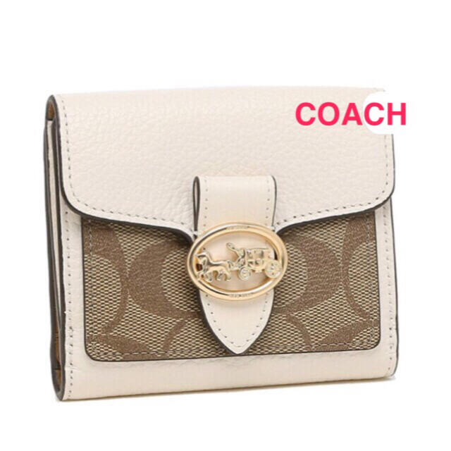 コーチ COACH 二つ折り財布 シグネチャーキャンバス カーキホワイト