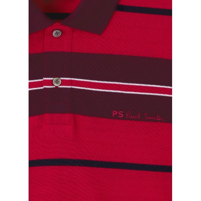 Paul Smith(ポールスミス)の新品・限定品☆ポール・スミス【GOLF】ボーダーポロシャツ☆赤＆茶☆Lサイズ メンズのトップス(ポロシャツ)の商品写真