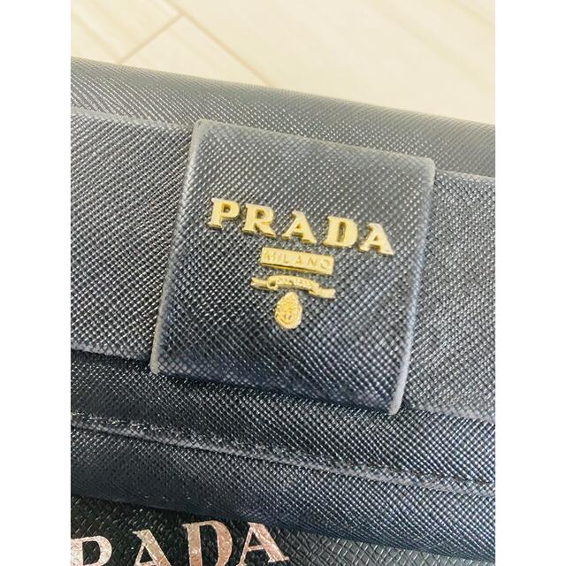 PRADA(プラダ)のプラダ サフィアーノ リボン 長財布　ブラック レディースのファッション小物(財布)の商品写真