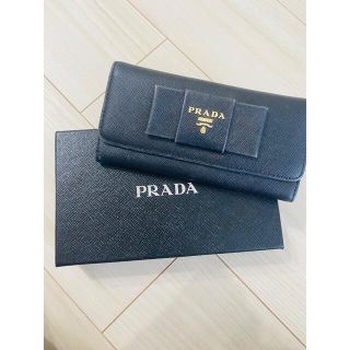 プラダ(PRADA)のプラダ サフィアーノ リボン 長財布　ブラック(財布)