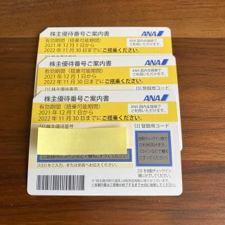 エーエヌエー(ゼンニッポンクウユ)(ANA(全日本空輸))の全日空　株主優待　3枚(その他)