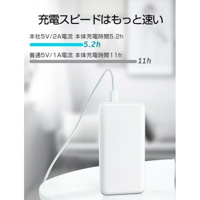 モバイルバッテリー 12000mAh 大容量 急速充電 2台同時充電可能 スマホ/家電/カメラのスマートフォン/携帯電話(バッテリー/充電器)の商品写真