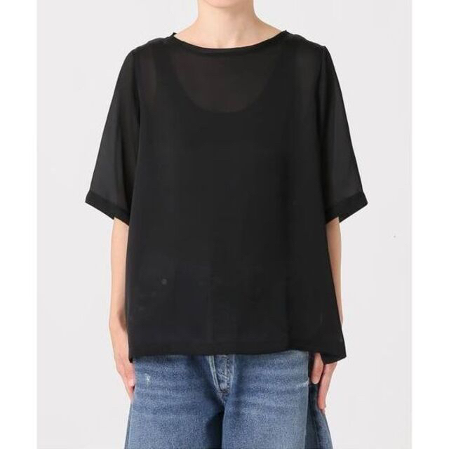 L'Appartement DEUXIEME CLASSE(アパルトモンドゥーズィエムクラス)のL'Appartement Sheer Blouse ブラック レディースのトップス(シャツ/ブラウス(半袖/袖なし))の商品写真