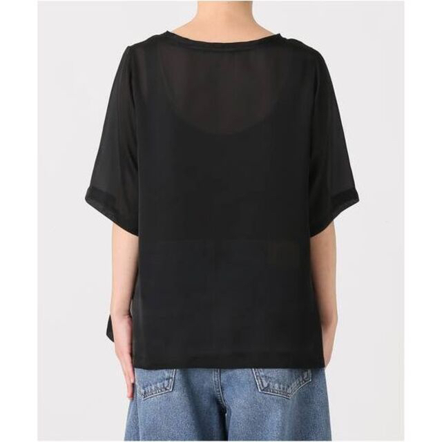 L'Appartement DEUXIEME CLASSE(アパルトモンドゥーズィエムクラス)のL'Appartement Sheer Blouse ブラック レディースのトップス(シャツ/ブラウス(半袖/袖なし))の商品写真