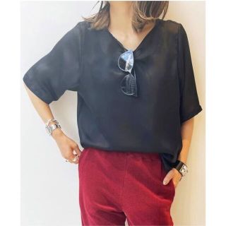 アパルトモンドゥーズィエムクラス(L'Appartement DEUXIEME CLASSE)のL'Appartement Sheer Blouse ブラック(シャツ/ブラウス(半袖/袖なし))