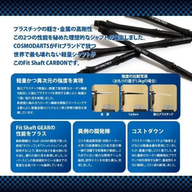 新品コスモダーツ シャフト Fit Shaft CARBON スリム スピン 3 エンタメ/ホビーのテーブルゲーム/ホビー(ダーツ)の商品写真