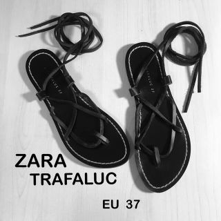 ザラ(ZARA)の▰ ゆり様専用 ZARA TRAFALUC 黒本革 サンダル EU 37 ▰(サンダル)