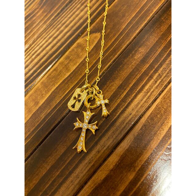 CHROME HEARTS 18k タイニークロスダイヤ 18kツイストチェーン55cm