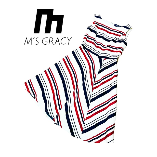 M'S GRACY(エムズグレイシー)の❤︎M'S GRACY❤︎ノースリーブワンピース　ボーダー レディースのワンピース(ひざ丈ワンピース)の商品写真