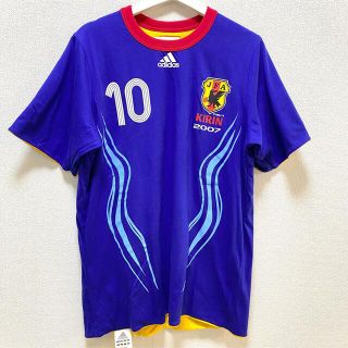 ★美品★レア侍ブルー サッカー日本代表 Tシャツ adidas キリン 2007