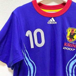 ★美品★レア侍ブルー サッカー日本代表 Tシャツ adidas キリン 2007