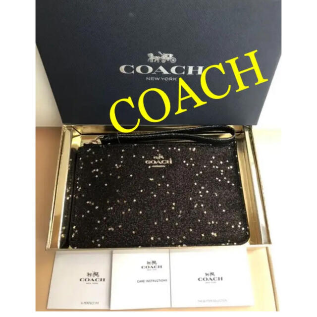 ★未使用品★ COACH ★本革★ポーチ グリッター メタリック ★箱付き