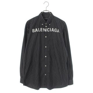 バレンシアガ(Balenciaga)のバレンシアガ ロゴ刺繍ストライプオーバーサイズ長袖シャツ 38(シャツ)