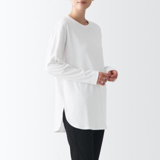 ムジルシリョウヒン(MUJI (無印良品))の【無印良品】スムース編みロング丈長袖Tシャツ M〜L(Tシャツ(長袖/七分))