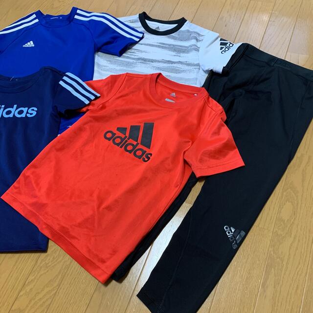 adidas(アディダス)の子供服☆adidas☆Tシャツ☆スパッツSET☆ climalite１４０ キッズ/ベビー/マタニティのキッズ服男の子用(90cm~)(Tシャツ/カットソー)の商品写真