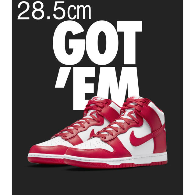 28.5㎝ NIKE DUNK HIGH WHITE AND RED 赤 白