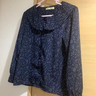 マジェスティックレゴン(MAJESTIC LEGON)のMAJESTIC LEGON レトロパターンブラウス　ネイビー柄(シャツ/ブラウス(長袖/七分))