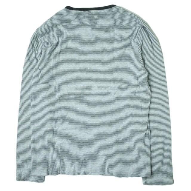 RRL ダブルアールエル BORDER LONG SLEEVE POCKET TEE ボーダーロングスリーブポケットTシャツ S ライトブルー/グレー  Double RL プルオーバー ボンディング トップス【中古】【RRL】