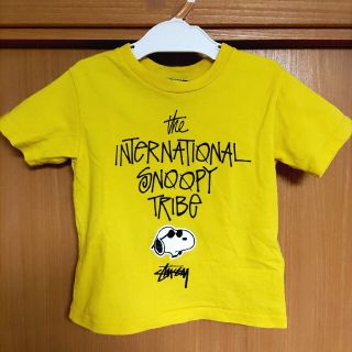 ステューシー(STUSSY)のSNOOPY TRIBEキッズ半袖TシャツS/90cm黄色STUSSYスヌーピー(Tシャツ/カットソー)