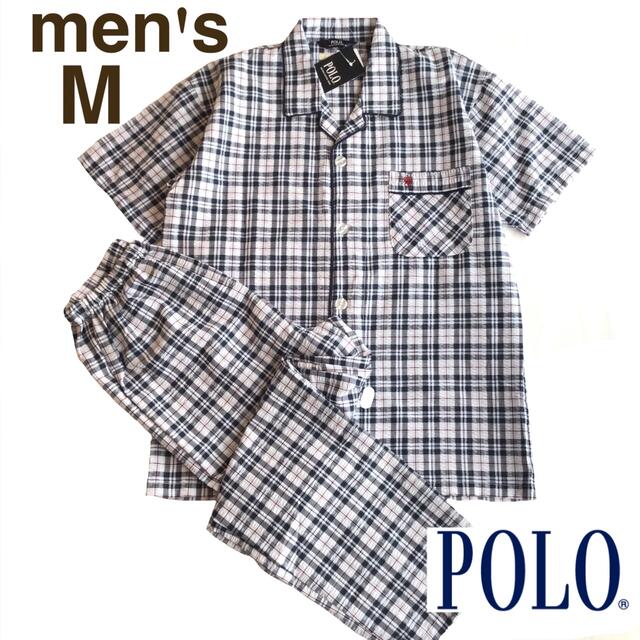 【メンズM】POLO チェック 半袖 パジャマ 紺 メンズのメンズ その他(その他)の商品写真