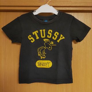 ステューシー(STUSSY)のスヌーピーSNOOPYスケボーKIDSキッズTシャツ黒S90cm黄色STUSSY(Tシャツ/カットソー)