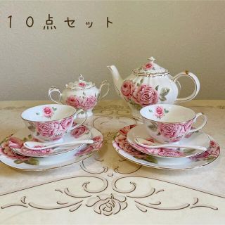 薔薇柄食器セット まとめ売り カップ&ソーサー ティーポットの通販