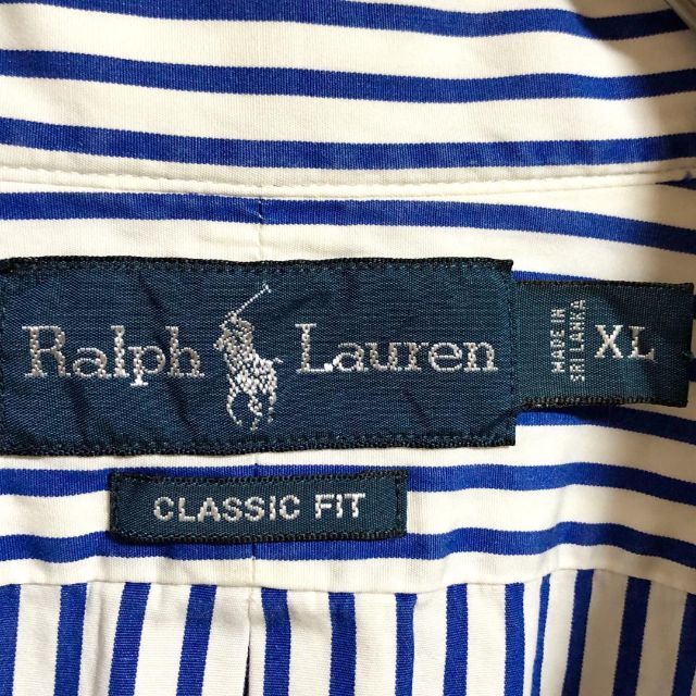 Ralph Lauren(ラルフローレン)のk16 US古着 BD半袖シャツ CLASSIC FIT ストライプ 刺繍ロゴ メンズのトップス(シャツ)の商品写真