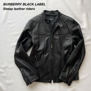 バーバリーブラックレーベル(BURBERRY BLACK LABEL)の美品・Lサイズ！ バーバリーブラックレーベル シープレザー シングルライダース(レザージャケット)