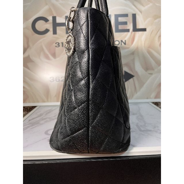 美品 CHANEL シャネル ヴィンテージ ココマーク 復刻トート ブラック 黒 シルバー金具 キャビアスキン トートバッグ ハンドバッグ レディース 401539