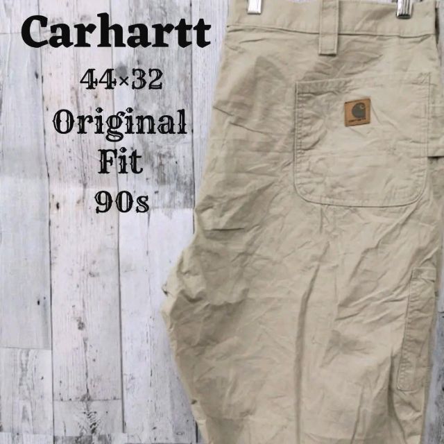 carhartt(カーハート)の希少90sカーハート44×32ペインターパンツボトムス古着ベージュコットン メンズのパンツ(ペインターパンツ)の商品写真