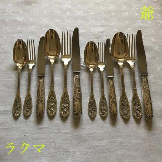 ★御参考 ピュイフォルカ「アール・ヌーヴォーの華/アイリス」純銀カトラリー4種