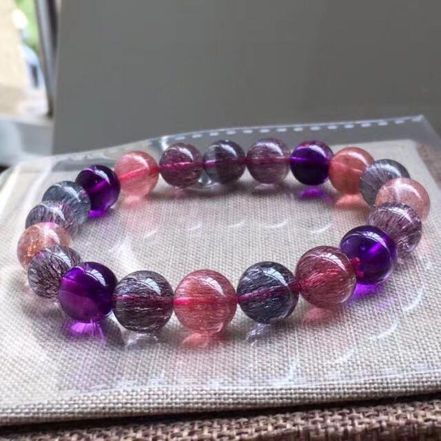 高級】フラワー パープルルチル スーパーセブン ブレスレット 9.8mm-