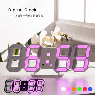 デジタル時計 3Dデジタル時計 時計 置き時計 明るさ3段階調節 LED点灯式(置時計)