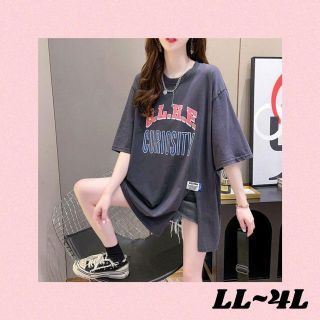 大きいサイズ 韓国 新作 レディース Tシャツ ワンピース LL-4L GR(Tシャツ(半袖/袖なし))