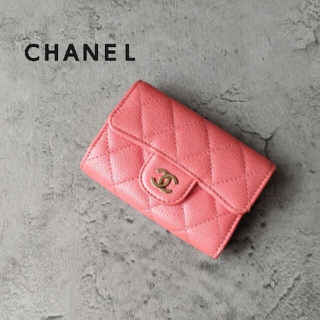 難 CHANEL シャネル キャビアスキン マトラッセ 4連 キーケース ピンク