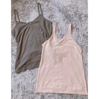 ザラ(ZARA)のキャミタンクセット♡ZARA レディースインナー H&M ピンク ストライプ(キャミソール)