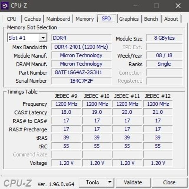 Micron 16GB (8GBx2) DDR4-2400 メモリ #966 4